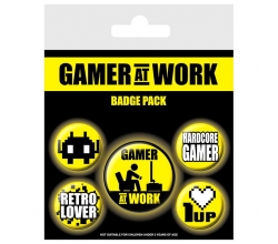 Set 5 chapas Gamer at Work...