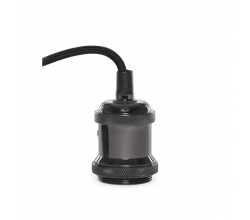 Pendel E27 Cable 1500Mm Negro 3X0,75 Portalámparas Negro - Rosetón Negro [AM-J961] 2