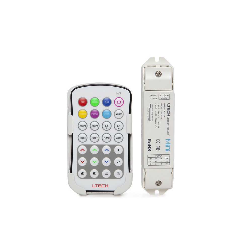 Controlador RGB M7 Pro Mando a Distancia 12-24VDC 108-216W