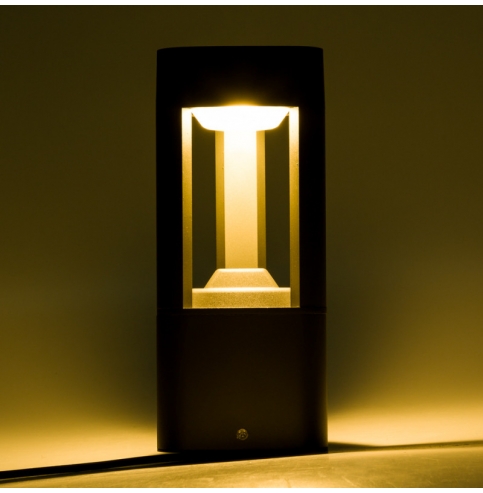 Lámpara Pie LED Exterior IP54  125x300mm 10W Gris Aluminio + PC [SL16-082A_G-WW]