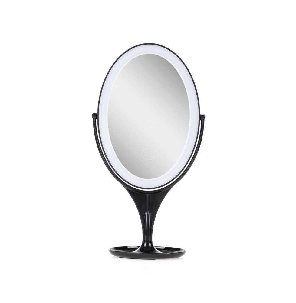 Espejo Iluminado Maquillaje  Ø14,5Cm Recargable-Regulable Negro