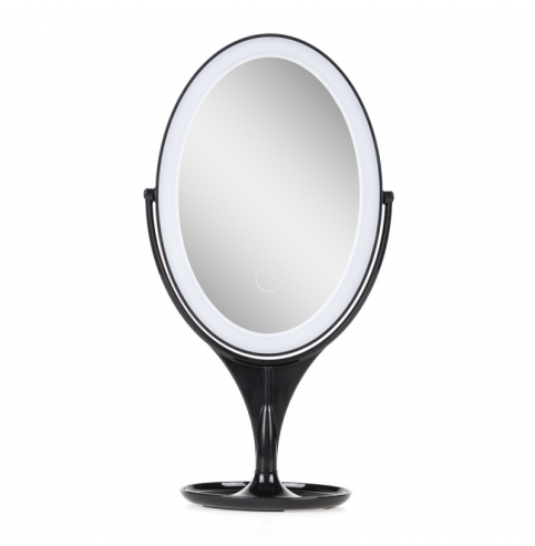 Espejo Iluminado Maquillaje  Ø14,5Cm Recargable-Regulable Negro