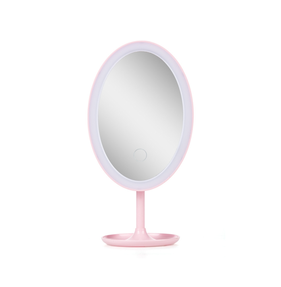 Espejo Iluminado Maquillaje  Ø14,5Cm Recargable-Regulable Rosa