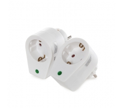 Set 2 X Adaptador 1 X Tomas - Protección Sobretensiones - IP20 - Blanco