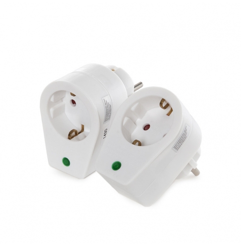 Set 2 X Adaptador 1 X Tomas - Protección Sobretensiones - IP20 - Blanco