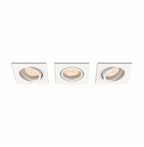 Juego de 3 Aros Empotrables Philips Enneper Cuadrado Blanco GU10