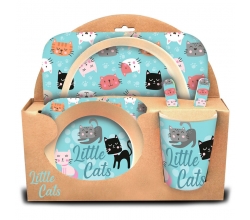 Set menaje Little Cats bambu