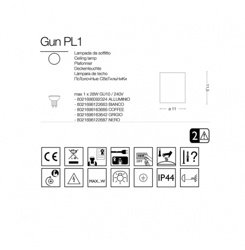 Lámpara Techo \"Gun\" Antracita 1xGU10 IP44 Sin Bombilla [I-L-236865]