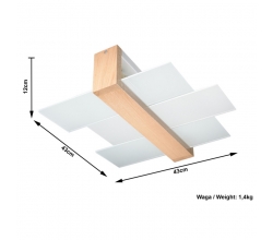 Lámpara de Techo estilo moderno \"FENIKS\" Madera IP20 2xE27 Sin Bombilla [SOL-SL.0076] 2