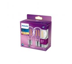 Pack 2 Bombilla LED Philips E27 A60   4.3W 470Lm 2700K [PH-929001890067]
