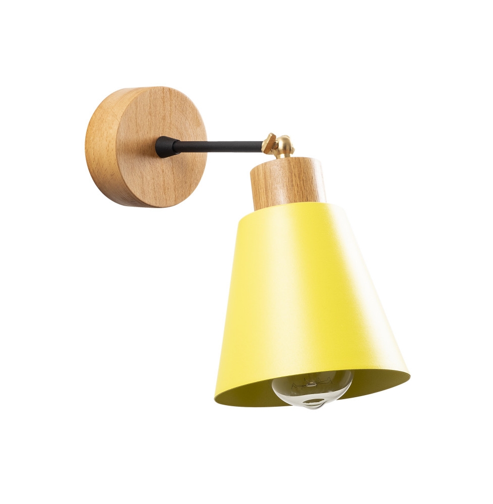 Aplique de Pared de madera "Manavgat - N-619" Amarillo 1xE27 Sin