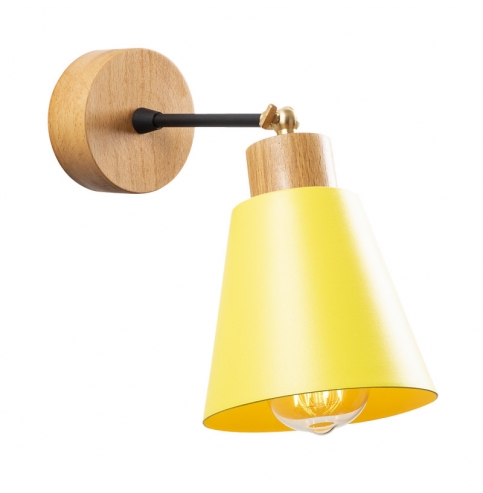 Aplique de Pared de madera \"Manavgat - N-619\" Amarillo 1xE27 Sin Bombilla [OPV-525NOR3137]