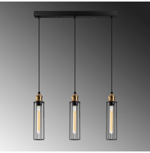 Lámpara Colgante estilo industrial \"Zumra - 705-S1\" Negro 3xE27 Sin Bombilla [OPV-521SHN3398]