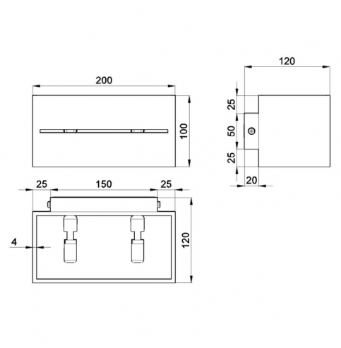 Aplique de Pared de estilo moderno \"LOBO MAXI\" Negro IP20 2xG9 Sin Bombilla [SOL-SL.0530]