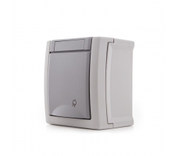 Toma de Corriente Panasonic Pacific 2P + T 16A 250V Tapa IP54 Gris 2