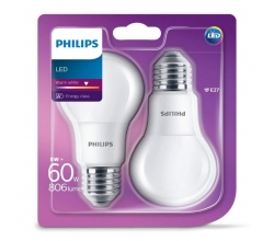 Bombilla de LEDs Philips 8W 806Lm E27 A60 (Blister 2 Unidades) - Blanco Cálido