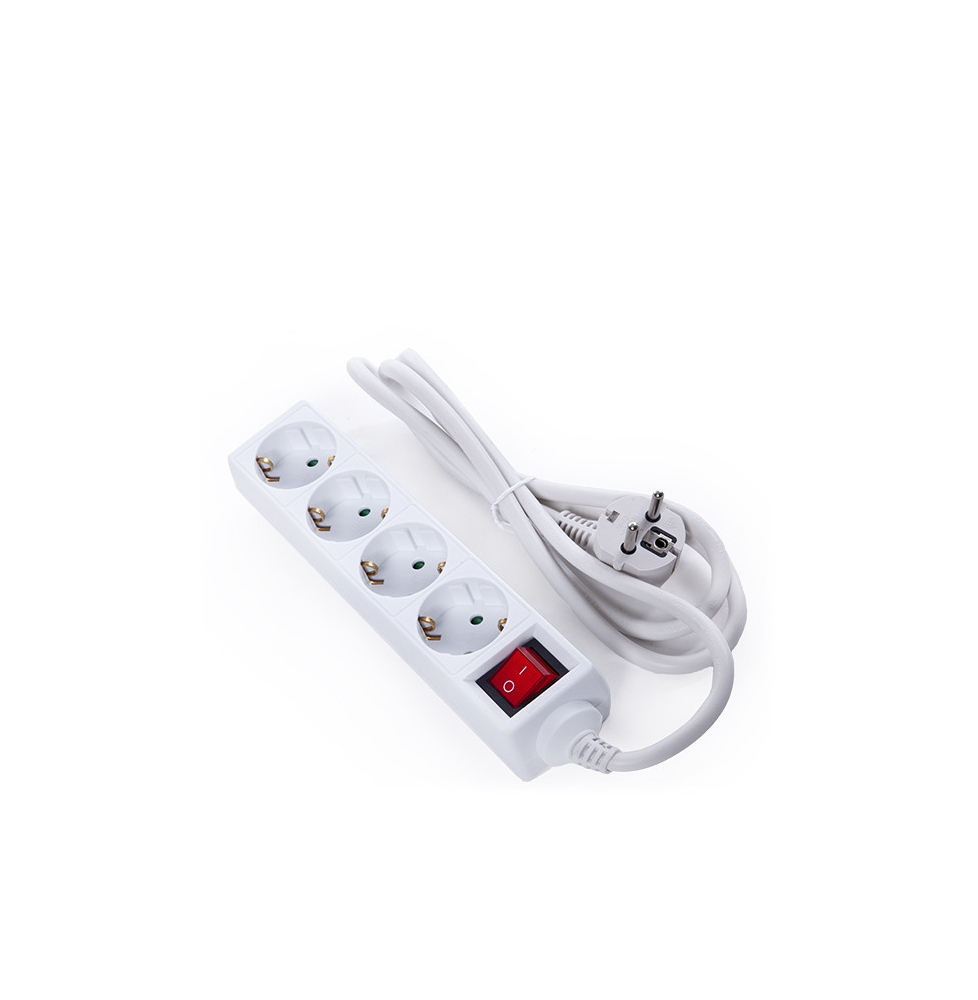 Enchufe Multiple - 4 Tomas Schuko - Protección Infantil - Cable 3G 1,5Mm2 1,5M - Interruptor