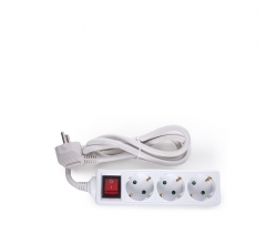 Enchufe Multiple - 3 Tomas Schuko - Protección Infantil - Cable 3G 1,5Mm2 1,5M - Interruptor 2