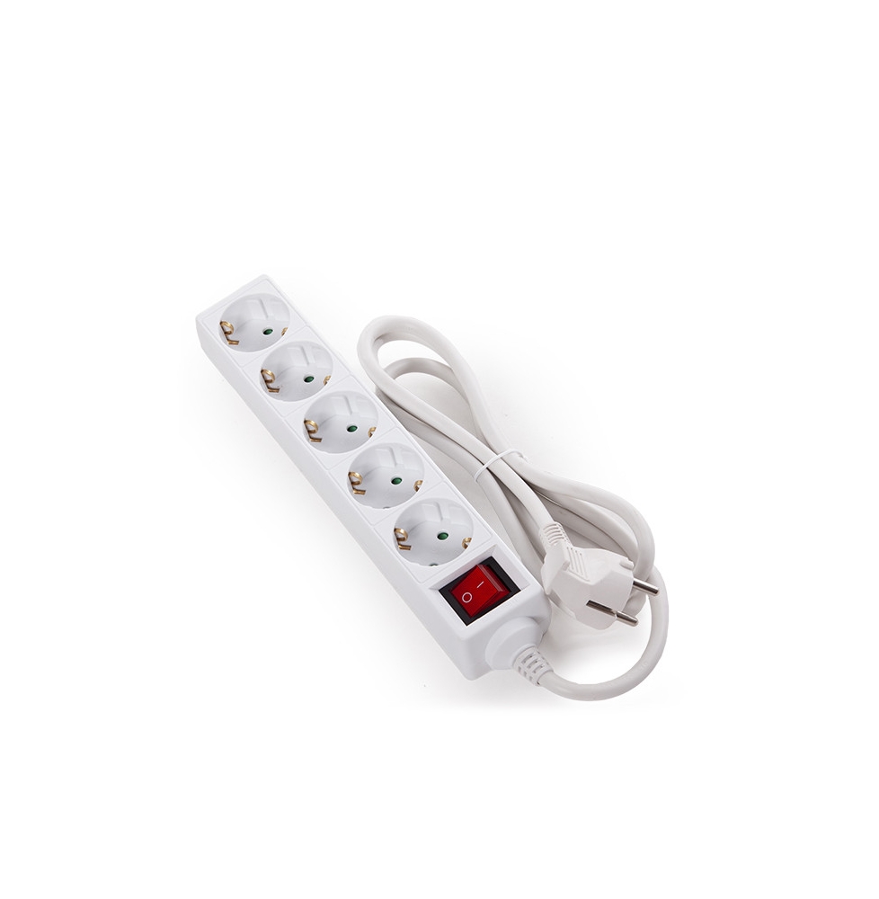 Enchufe Multiple - 5 Tomas Schuko - Protección Infantil - Cable 3G 1,5Mm2 1,5M - Interruptor