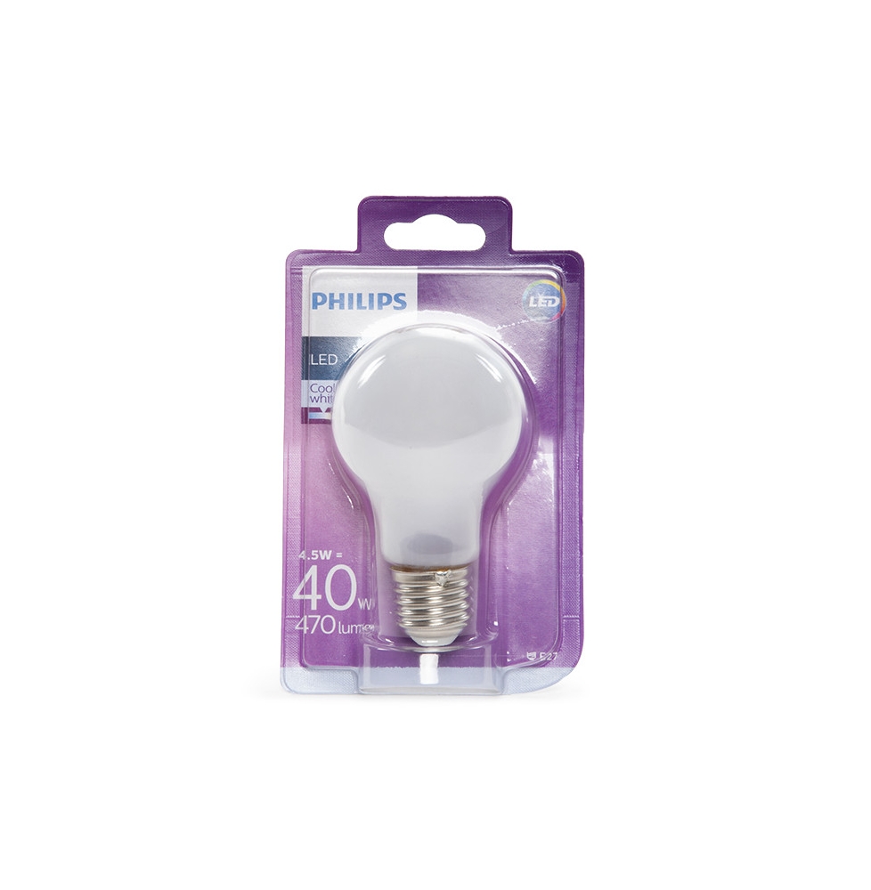 Bombilla LED Philips E27 A60 4,5W 470Lm Blanco Natural