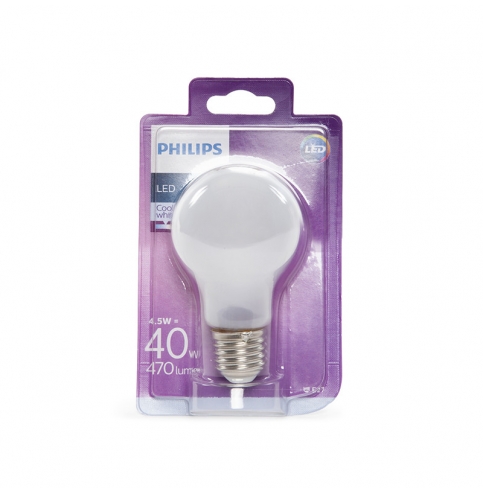 Bombilla LED Philips E27 A60 4,5W 470Lm Blanco Natural