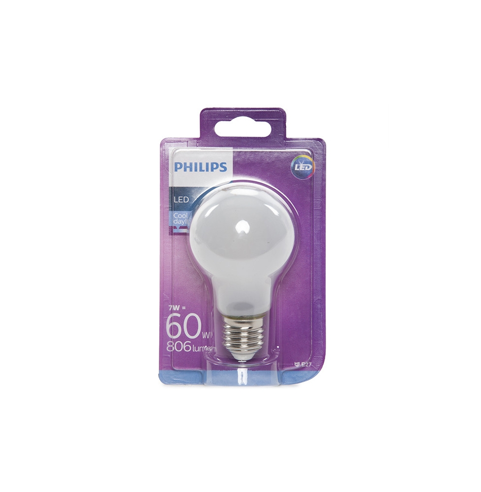 Bombilla LED Philips E27 A60 7W 806Lm Blanco Frío