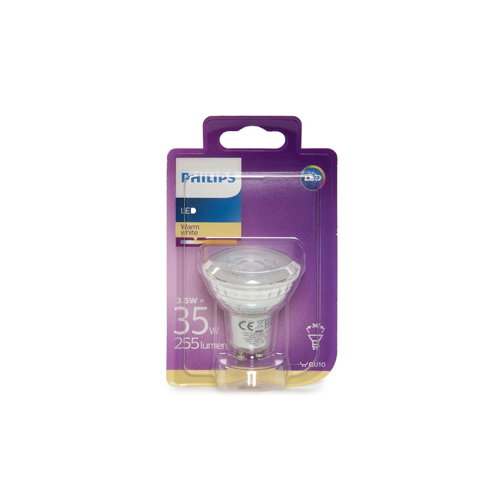 Bombilla LED Philips GU10 36D 3,5W 255Lm Blanco Cálido