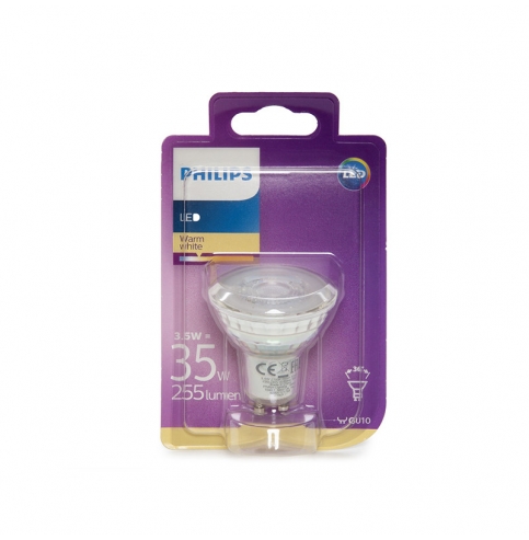 Bombilla LED Philips GU10 36D 3,5W 255Lm Blanco Cálido