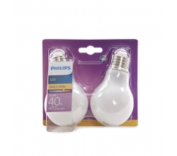 Bombilla LED Philips E27 A60 4,5W 470Lm Blanco Cálido (2 Unidades)