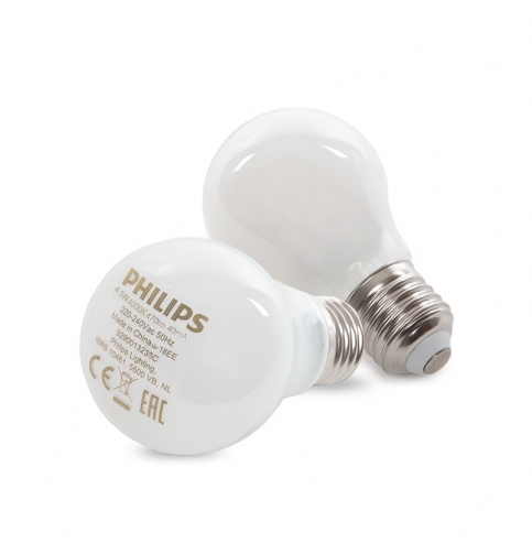 Bombilla LED Philips E27 A60 4,5W 470Lm Blanco Natural (2 Unidades)