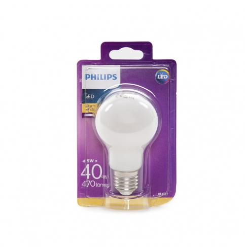 Bombilla LED Philips E27 A60 4,5W 470Lm Blanco Cálido