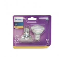 Bombilla LED Philips GU10 36D 3,5W 255Lm Blanco Cálido (2 Unidades)