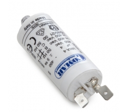 Condensador Motor 4µF 250-450V Faston Doble Tornillo M8 25x57mm 2