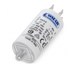 Condensador Motor 6µF 250-450V Faston Doble Tornillo M8 30x57mm