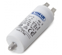 Condensador Motor 10µF 250-450V Faston Doble Tornillo M8 30x70mm