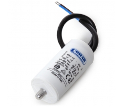 Condensador Motor 12µF 250-450V Cable 250mm Tornillo M8 35x70mm