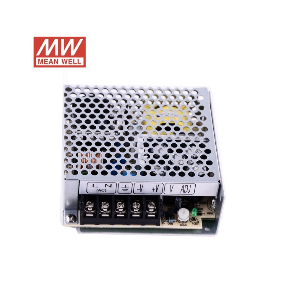 RS-50-24  Transformador MEANWELL Entrada 88-264VAC Salida 24VDC 2,2A 52,8W Aislamiento 3000VAC