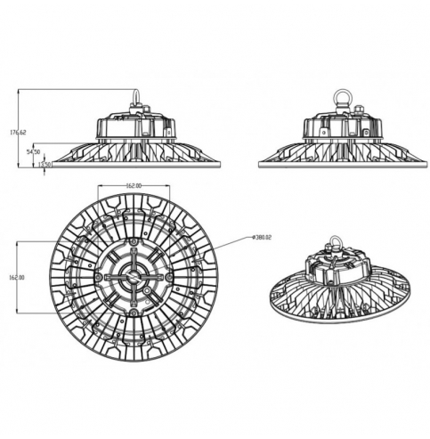 Campana LED Lumileds 2835 200W 30000Lm IP66 IK08 50000H 1177-HB -JL07 R-M200W-CW